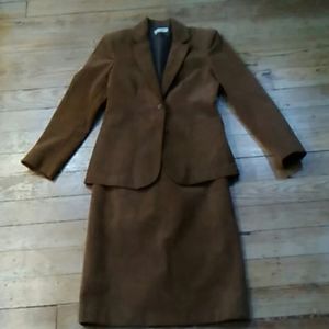 Pre-owned Lilli Ann Ultra Suede Skirt Jacket Suit